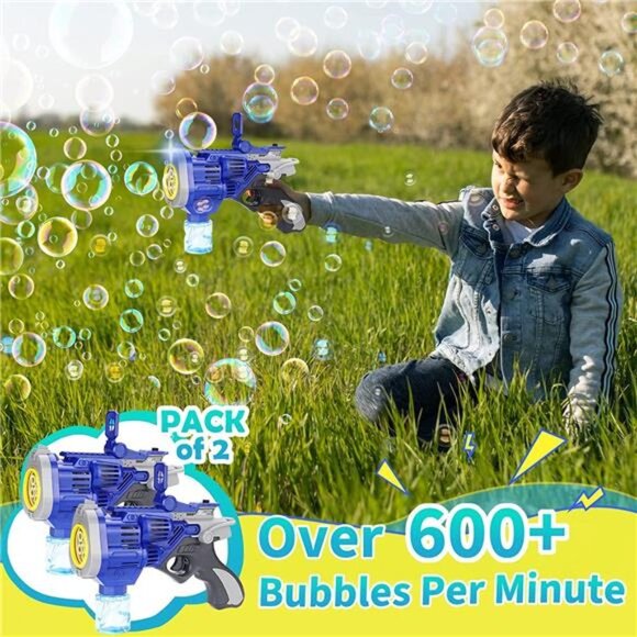 2 Pack Bubble Gun with 4 Bubble Solution, Large Size Bubble Guns for Kids - Picture 5 of 6